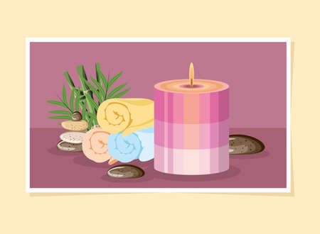 candle towels and stonesのイラスト素材