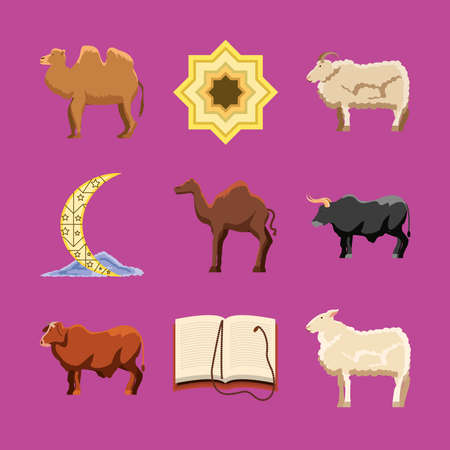 eid al adha iconsのイラスト素材