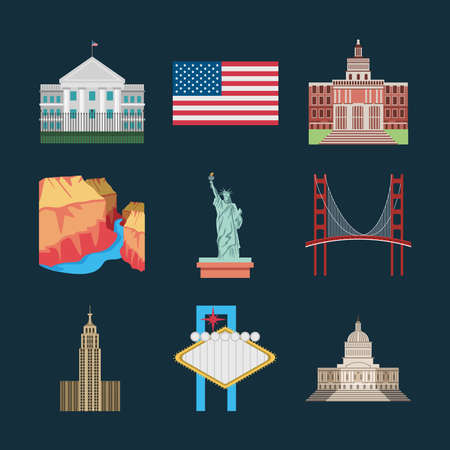 american landmark and symbolsのイラスト素材