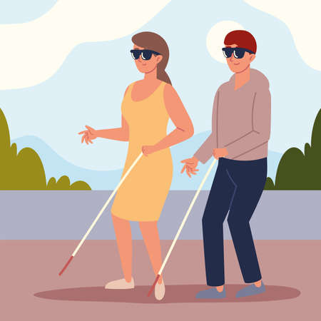 disabled blind coupleのイラスト素材