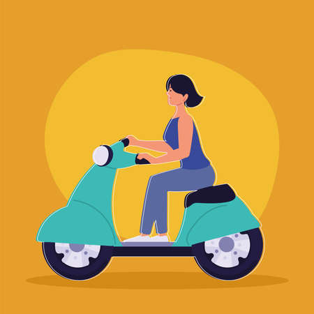 woman with motorbikeのイラスト素材