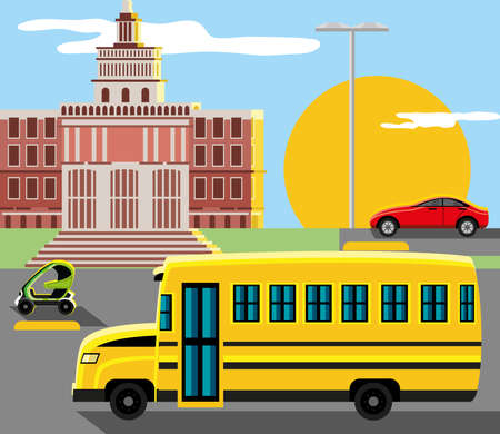 bus electric car traffic urbanのイラスト素材
