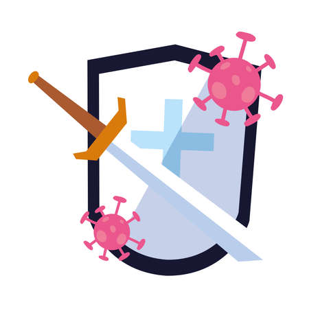 fight covid shieldのイラスト素材