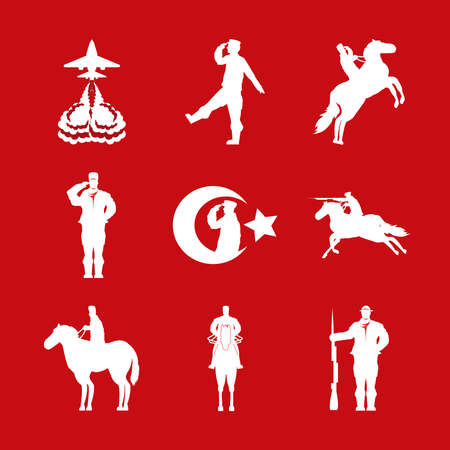 turkey white silhouette setのイラスト素材