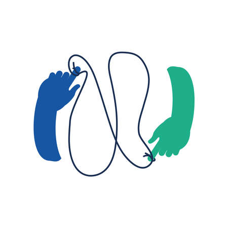 two hands with attached stringsのイラスト素材
