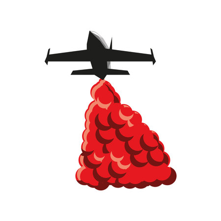 plane showing red trail smokeのイラスト素材
