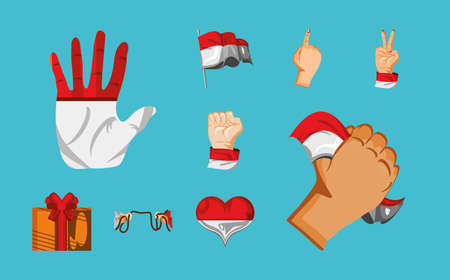 indonesia hands with flagのイラスト素材