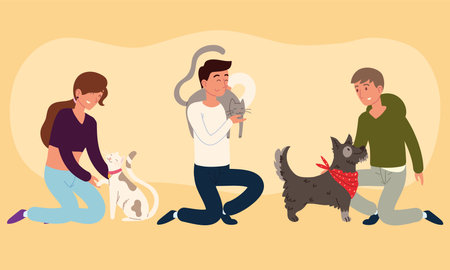 owners with their petsのイラスト素材