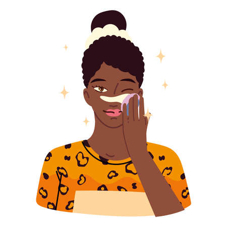 woman apply powder cosmeticのイラスト素材