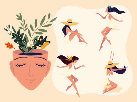 women peaceful and wellbeingのイラスト素材