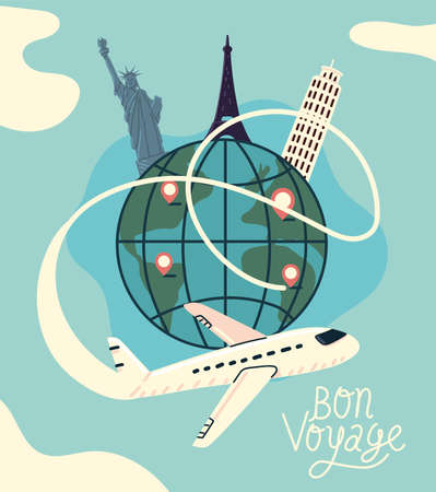 bon voyage around the worldのイラスト素材