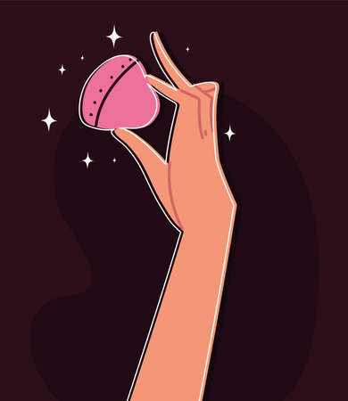 hand holding makeup foamのイラスト素材