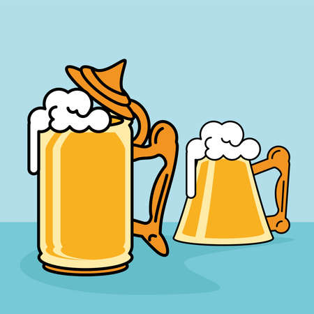 mugs of beerのイラスト素材