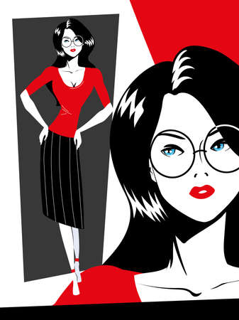 glamour woman in glassesのイラスト素材