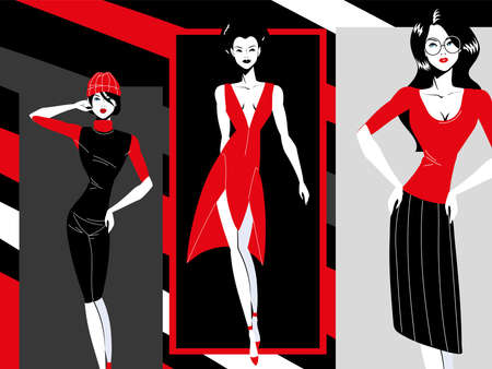 fashion women portraitのイラスト素材