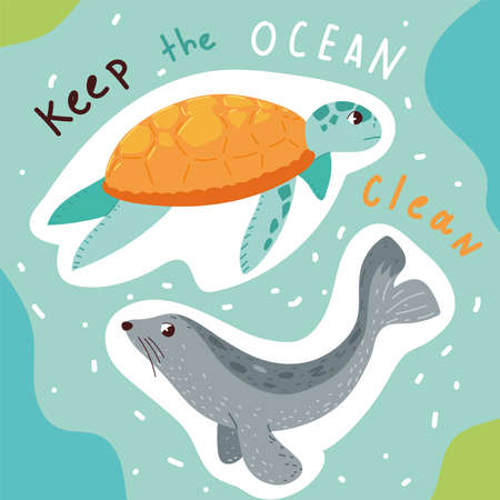 keep the ocean cleanのイラスト素材