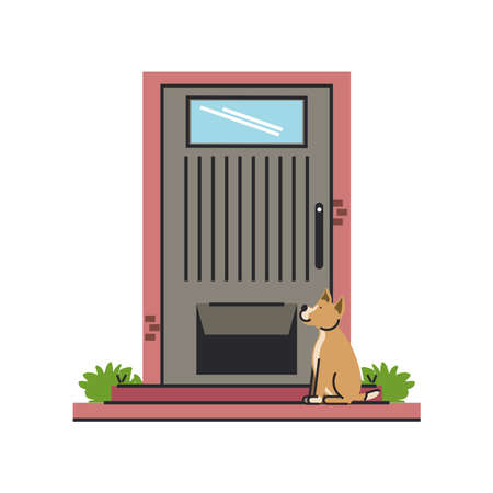 front door and dogのイラスト素材