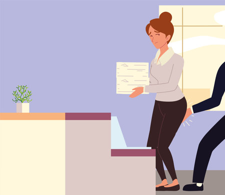 sexual harassment in business officeのイラスト素材
