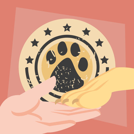 human and and pet paw badgeのイラスト素材