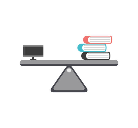 balance books and computerのイラスト素材