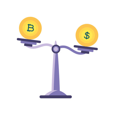 balancing bitcoin and dollarのイラスト素材
