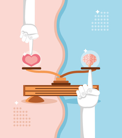 balancing heart and brainのイラスト素材