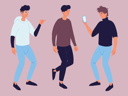 men standing and walkingのイラスト素材