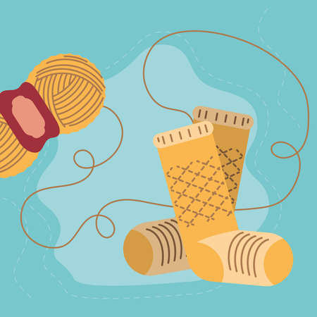 knitting a warm sockのイラスト素材