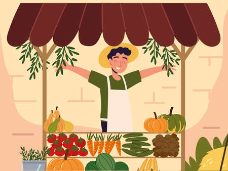 man in a local organic productionのイラスト素材