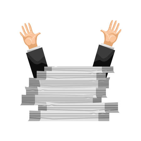 hands employee with paperwork isolatedのイラスト素材