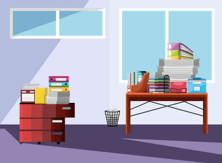 paperwork and documents stackのイラスト素材