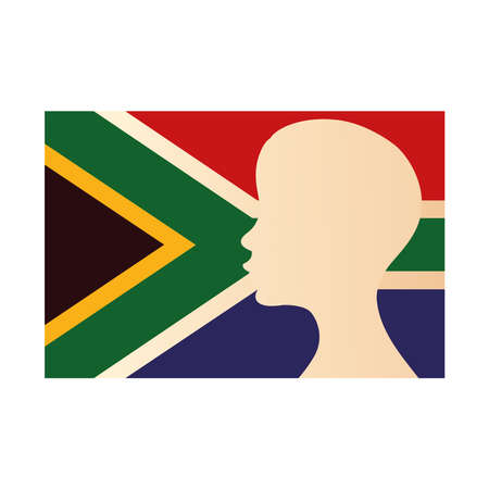 south africa flag with silhouette personのイラスト素材