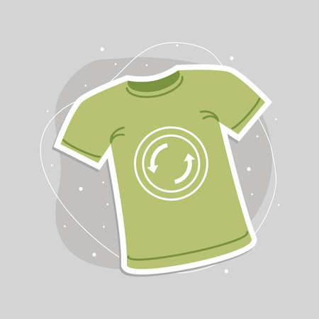 green shirt with recycle signのイラスト素材
