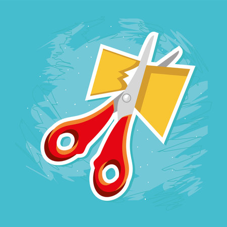 scissors cutting paperのイラスト素材