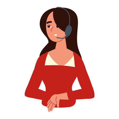 woman using headsetのイラスト素材
