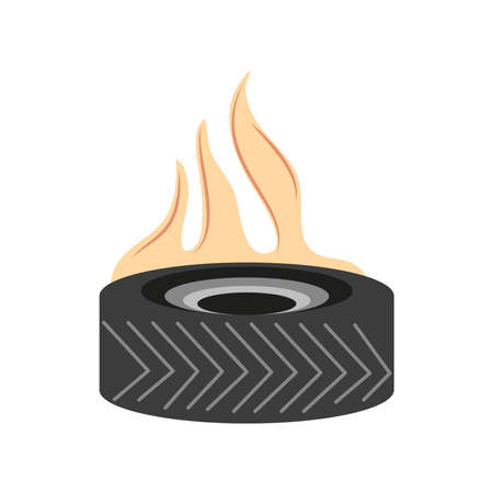 car wheel in fireのイラスト素材