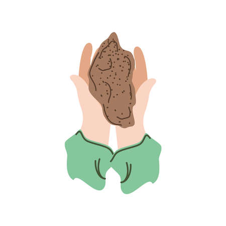 hands with soilのイラスト素材
