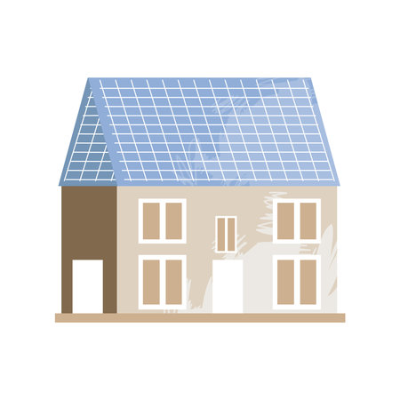 house with solar panelsのイラスト素材