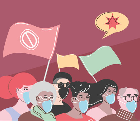 activists protesting with masks