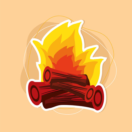 campfire wood flamesのイラスト素材