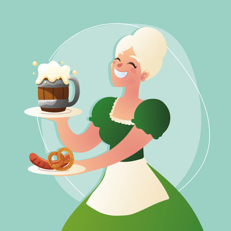 blond bavarian womanのイラスト素材