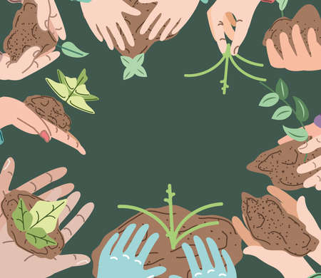 plant on a handsのイラスト素材