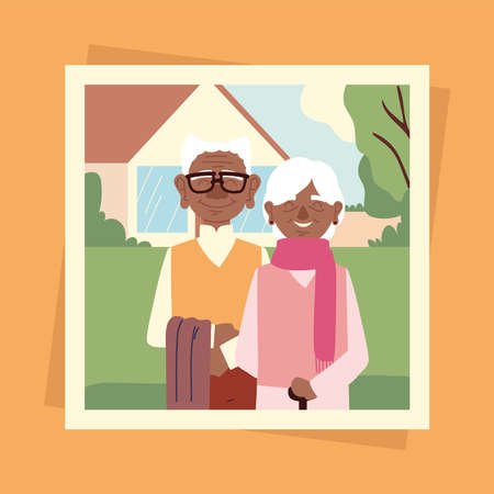 cute photo of grandparentsのイラスト素材