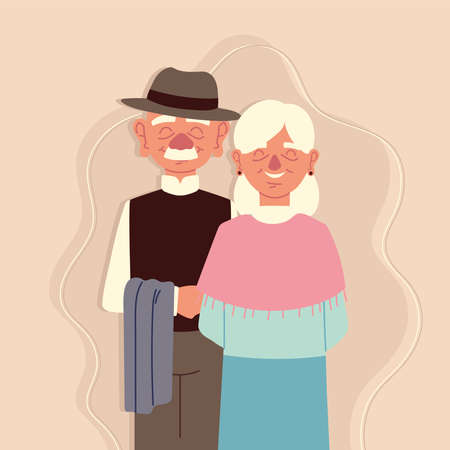 elderly cute coupleのイラスト素材