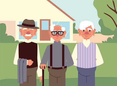 grandfathers in the house gardenのイラスト素材