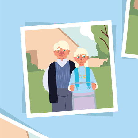 grandparents in pictureのイラスト素材