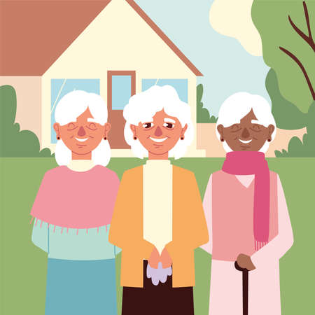 grandmothers cartoon portraitのイラスト素材