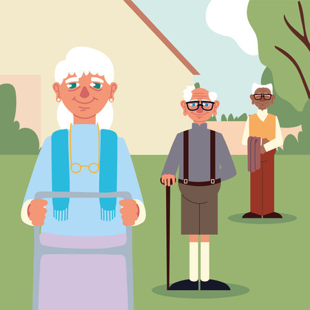 group grandparents cartoonのイラスト素材