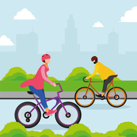 people riding bikeのイラスト素材
