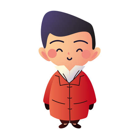 asian boy in traditional costumeのイラスト素材